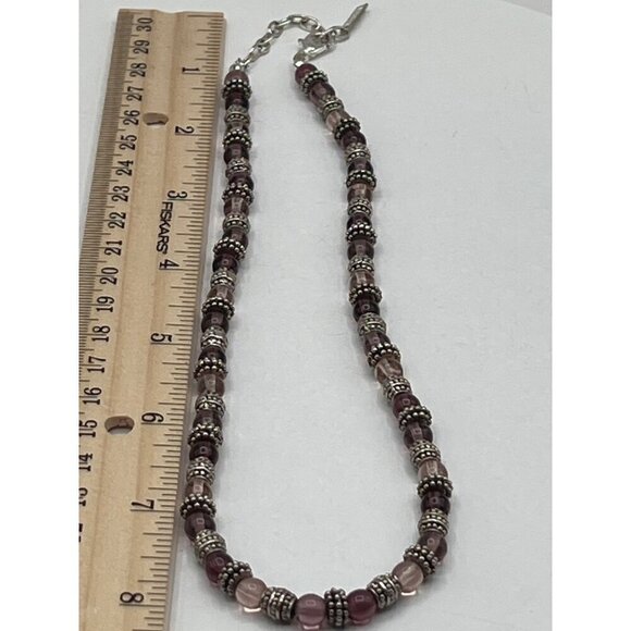 Vintage Napier Beaded Necklace & Bracelet Set With Purple & Silver Accents - Picture 7 of 12